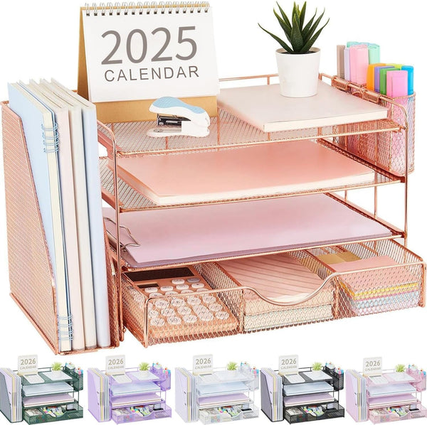 Elegant Rose Gold Desk Organizer
